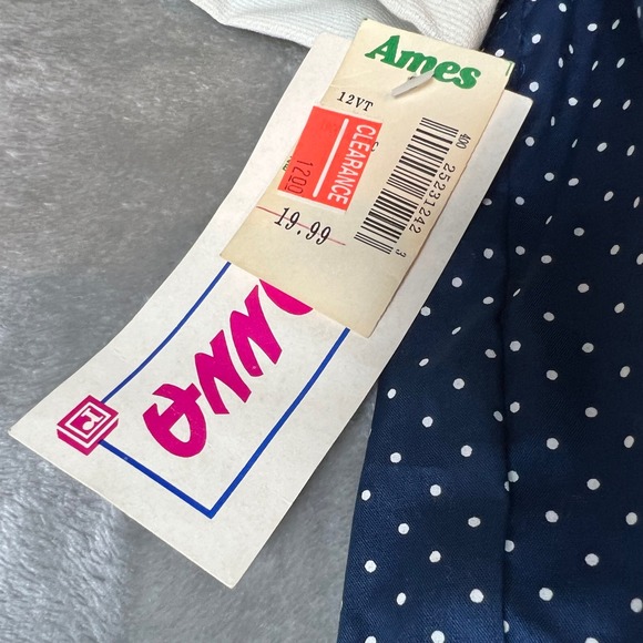 VTG Roanna Navy White Polka Dot Dress Hat Set Nautical Sailor Toddler Size 3T - Picture 3 of 5